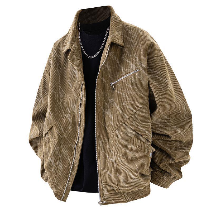 Men s High-End Retro Woolen Jacket – Scruffy, Handsome, Loose Fit, Wasteland Style for Spring & Autumn L (120-140 jin) хаки