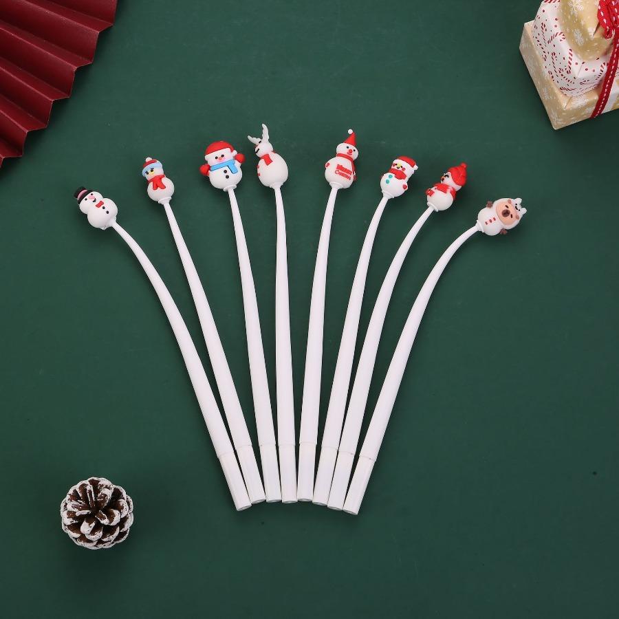 40Pcs Christmas Silicone Rocking Pens, Cartoon Snowman Santa Claus Student Stationery Holiday Gifts,Christmas Party Favors Office School Supplies