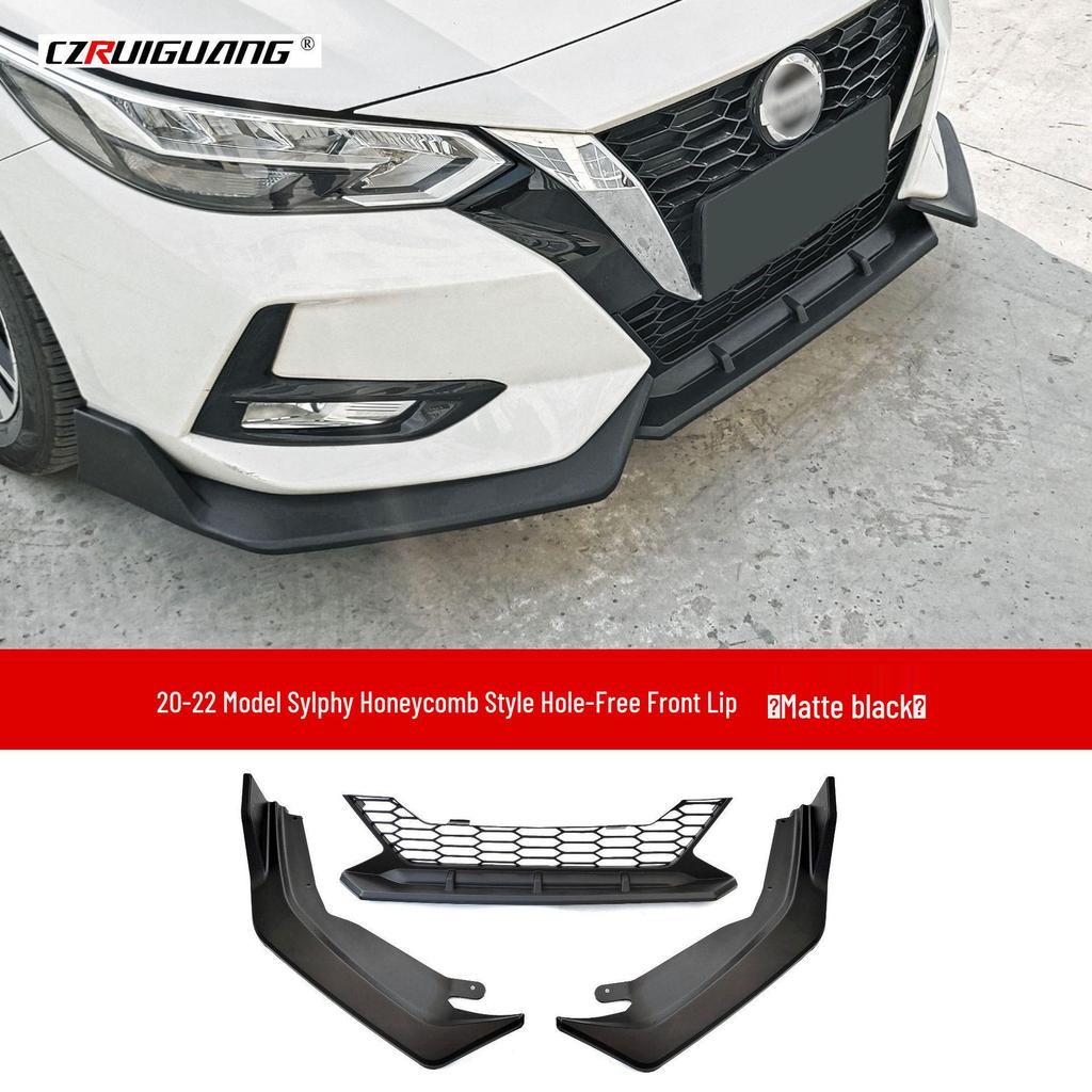 Nissan Sylphy 2014 & 2020 Modification Kit: Front Splitter, No-Drill Honeycomb Front Lip, Bumper, Rear Wing, and Small Body Kit.