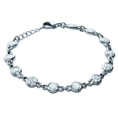 [K5195] – Silberweißes „Roxane“-Stahlarmband – 7 mm