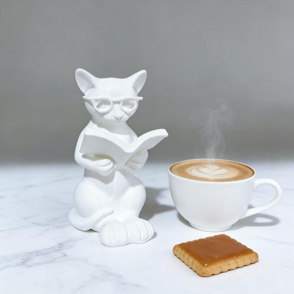 Reading Cat Statue Ornaments, Scholar Cat Sculptures, Wearing Glasses, Fully Immersed In Books, Elegant Cats, Cat Lovers Gifts