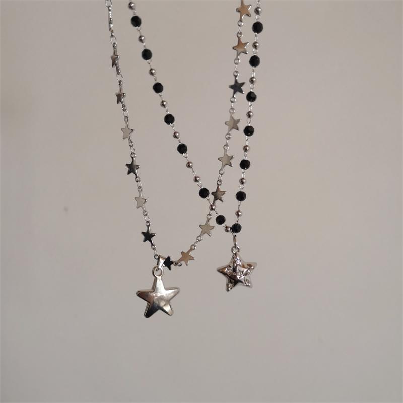 Kpop Cool Punk Vintage Star Pendant Chains Necklace For Men Women Egirl Hip Hop 90s Grunge Aesthetic EMO Jewelry Y2k Accessories