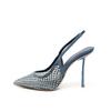 Fashion New Water Diamond Mesh Pointed Hollow Transparent Sandals 2024 Summer Women's French Spicy Girls High Heel Nude Shoes Size 43