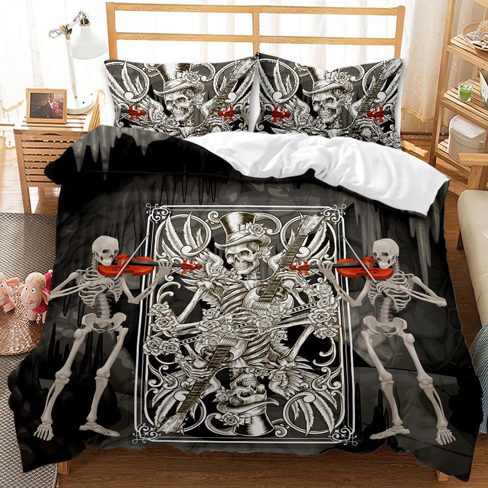 King Bedding Set Hallowmas Skull Duvet Cover Set Kids,twin Full Queen Bedroom Bed Cover Black And White Bedding Set 240x220 Cm