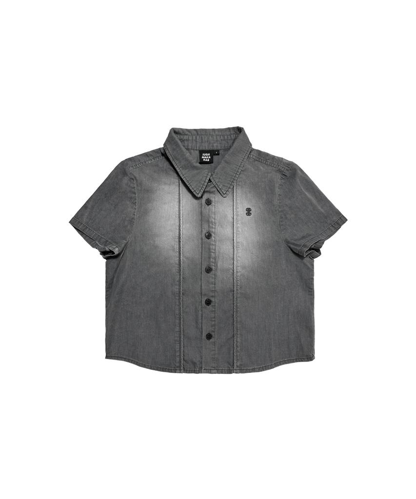 IUGAMAKARAS Washed Denim Half Shirt (Gray)