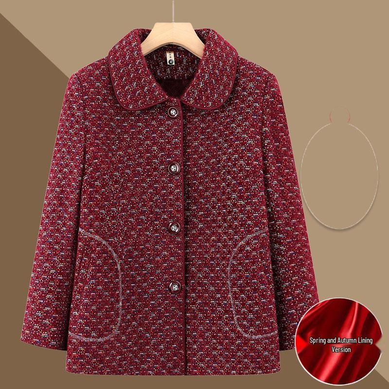 Spring and Autumn Outerwear for Middle-aged and Elderly Women, Plus Size, Short Style, Ages 60-80.