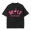Washed T Shirts MILF Flamingo Anime Lover Hip Hop Novelty T-Shirts Street Streetwear Short Sleeve Printed Tops Tees Men Women