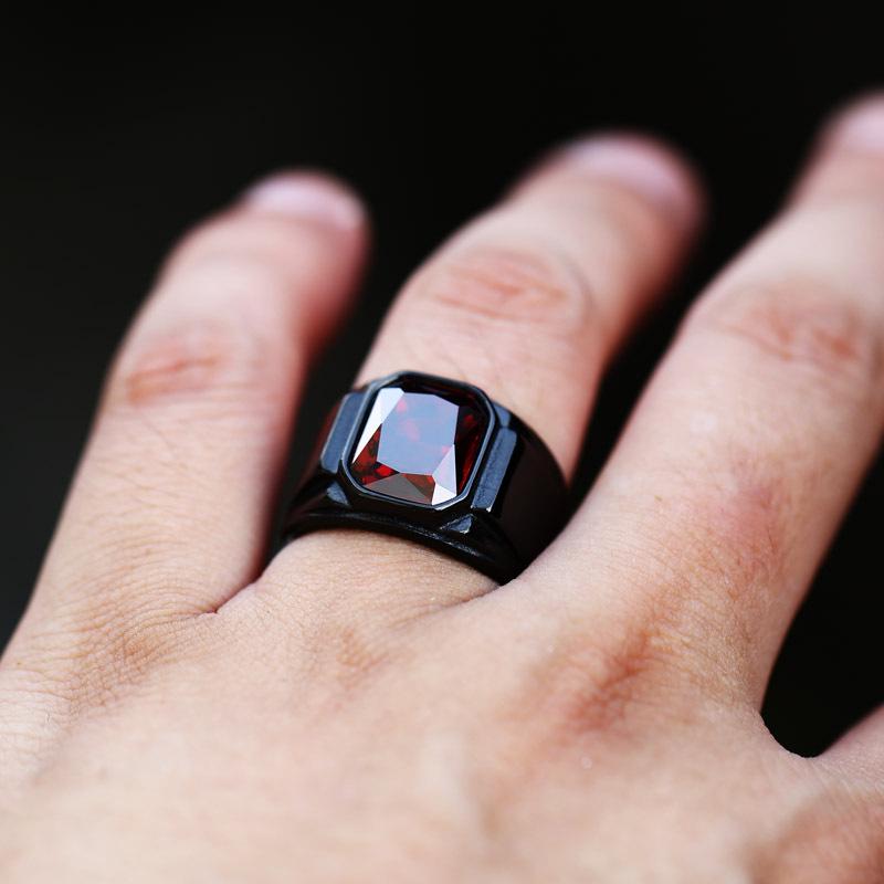 Beier New Stainless Steel Electroplated Gemstone Men's Retro Titanium Ring