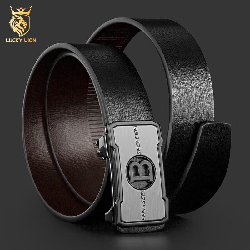 LUCKY LION Men's Automatic Buckle Leather Belt