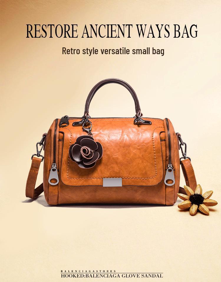 Women's 2025 Spring Retro Crossbody Boston Pillow Handbag