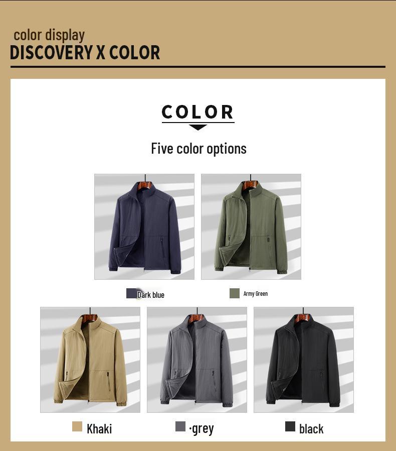 Live Broadcast Versatile Men's Jacket: Stand Collar Coat for Spring, Autumn, Winter - Suitable for Middle-aged and Young Men, Loose Fit.