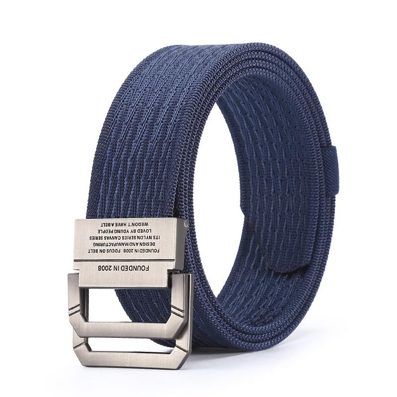 Belt Men'S Alloy Double Loop Buckle Belt Outdoor Tactical Canvas Nylon Belt