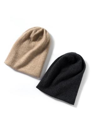 Color Matching Women 35% Cashmere Double Faced Beanies Caps Casual Hat Men Wool Soft Autumn Winter Real Natural Fabric