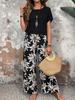 1116 New European and American Fashion High-Quality Short Sleeve Shoulder T-Shirt and Long Pants Set WA11+MR16