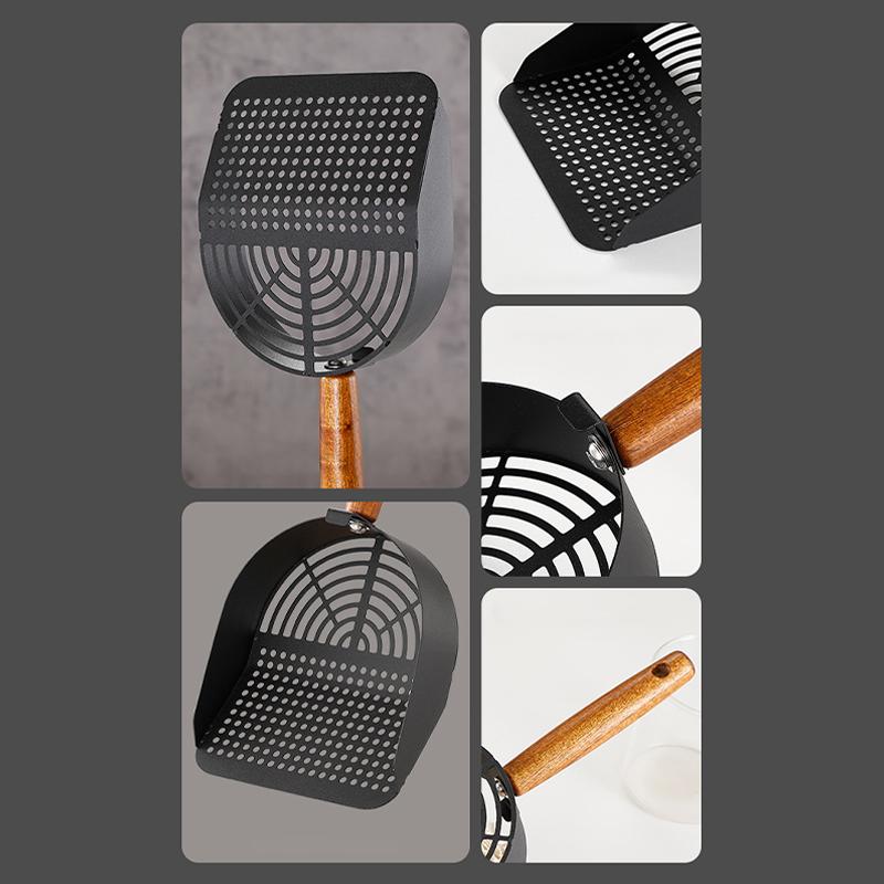 Katzenstreuschaufel aus Edelstahl Langlebige Langstiel-Katzenschaufel Stabile Maschenschaufel Streufilter Haustierreinigungswerkzeuge