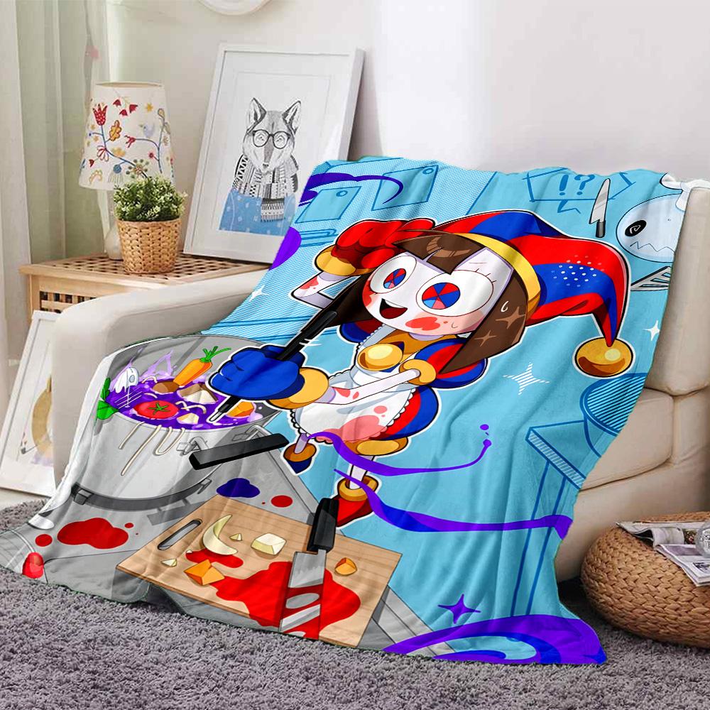 Digital Circus Blanket Comfortable Great for Picnics Seaside Office Chair Four Seasons Multipurpose Modern Gift for Travel Home Birthdays
