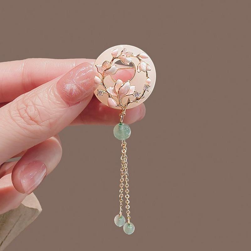 New Style Ancient Style Cheongsam Brooch Break Pressure Temperament Safe Buckle Pin Hanfu Bamboo Tassel Accessories