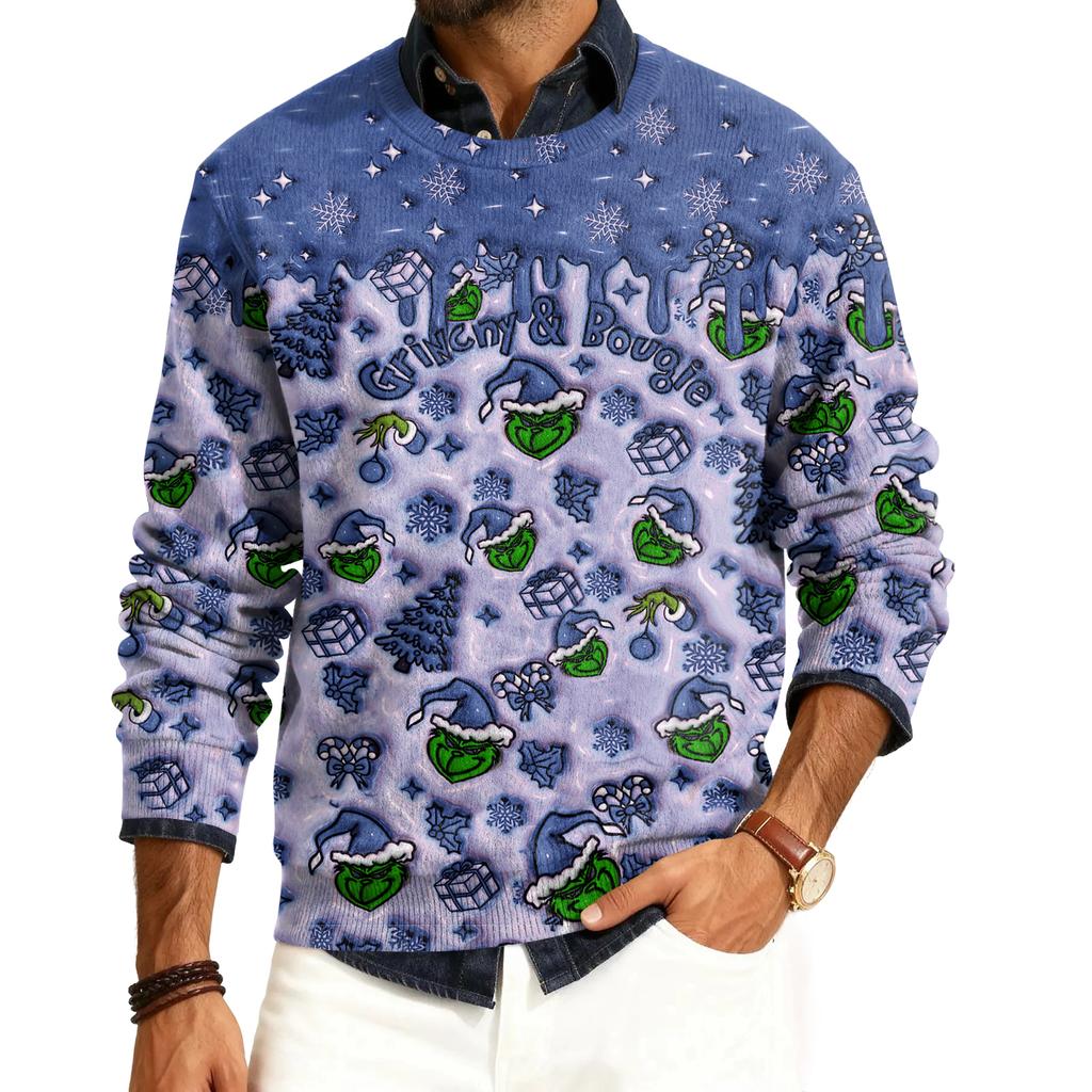 Herre Rund Hals Langermet Ribbestrikket Pullover