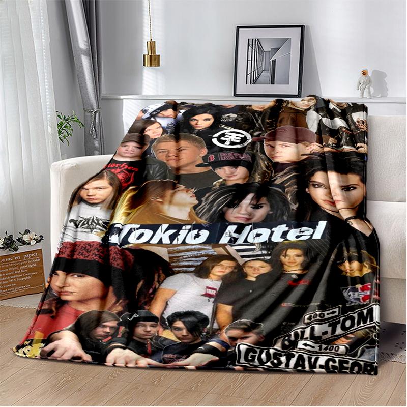 2025 New Style Tokio Hotel Rock Band Bill Tom Kaulitz Blanket,Soft Throw Blanket for Home Bedroom Bed Sofa Cover Kids Gift
