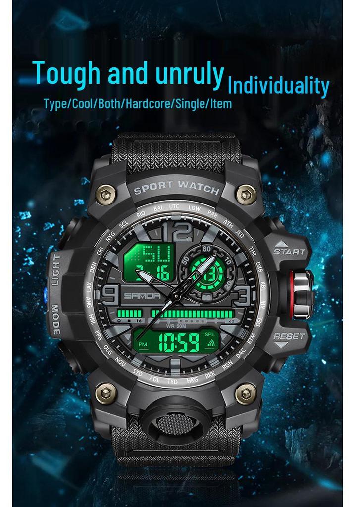 Sanda Dual Display Multifunctional Fashion Watch for Students