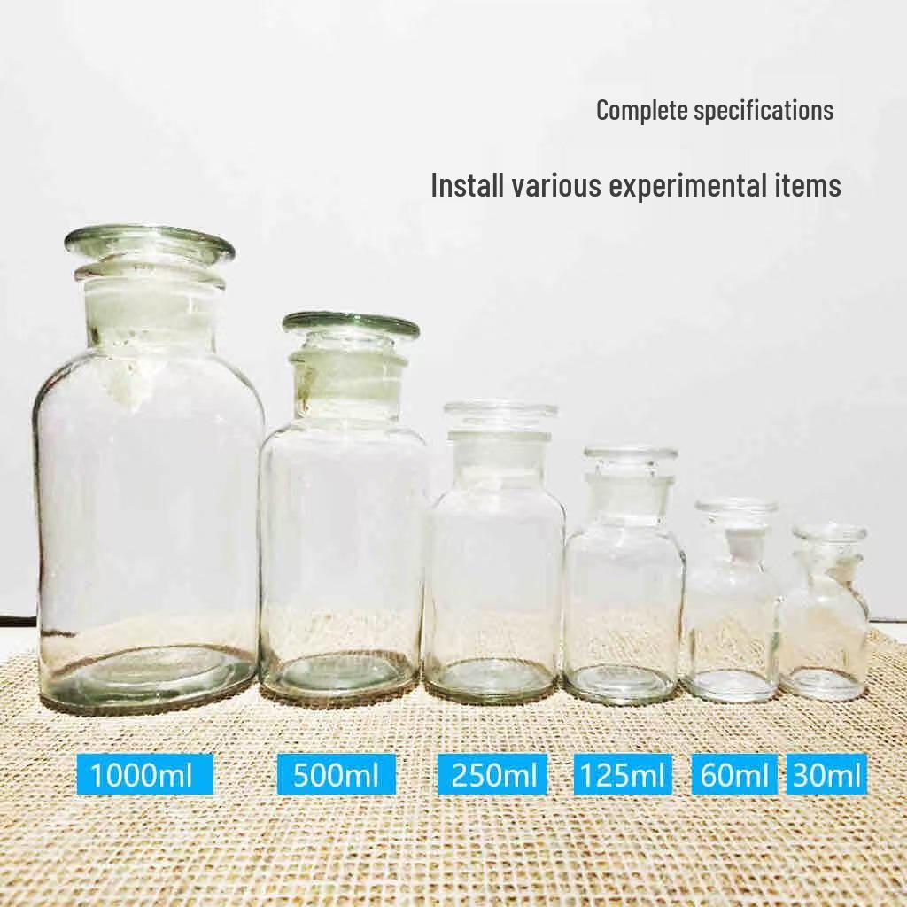 Frosted Wide-Mouth Transparent Reagent Bottle - Thickened Glass for Chemicals, Alcohol, or Tea