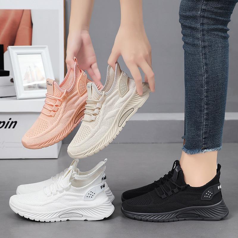 Damskie wiosenne nowe buty do biegania rekreacyjnego Flying Weaving Damskie buty sportowe pojedyncze
