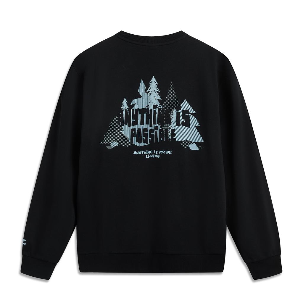 Li Ning Sports Lifestyle Series High Street American Vintage Fashion Versatile Comfortable Casual Simple Loose Crew Neck Pullover Sweatshirt AWDV377-1