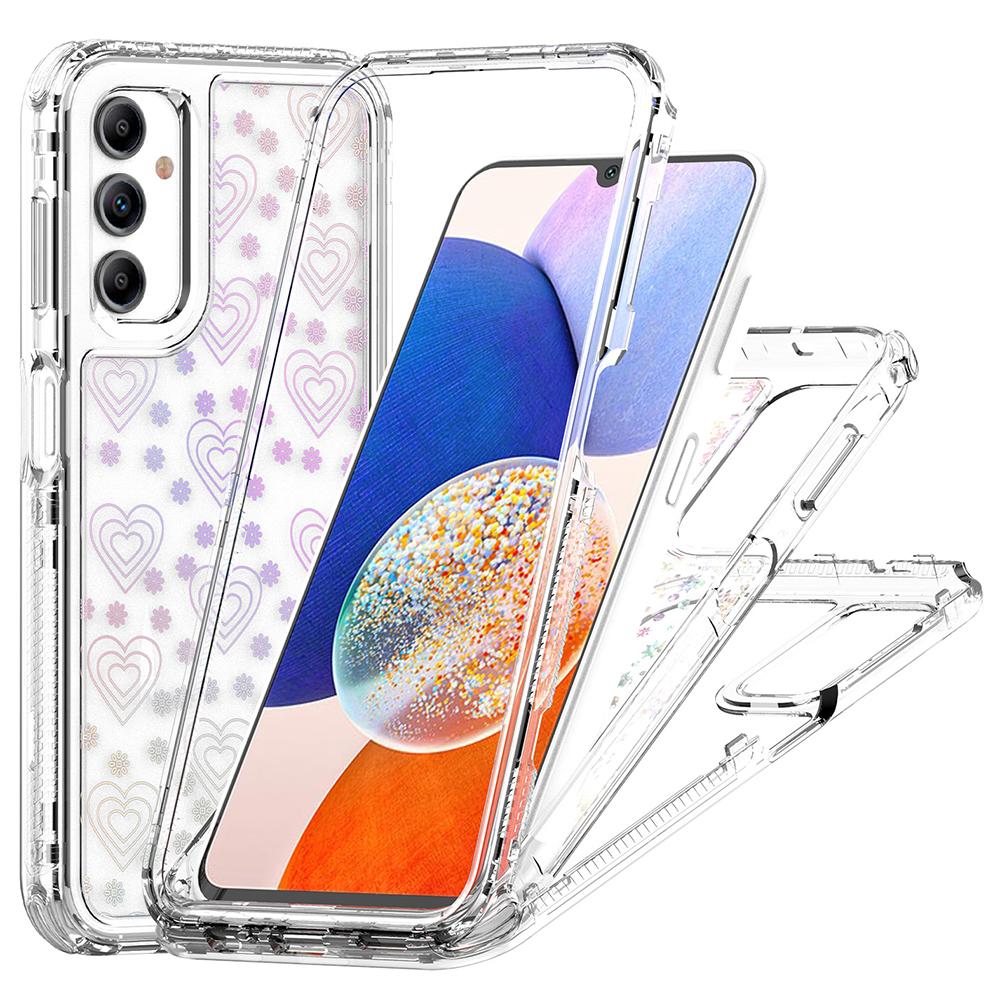 

For Samsung Galaxy A14 4G/5G Case Clear Acrylic TPU Hybrid Phone Cover with Laser-printed Film Hearts