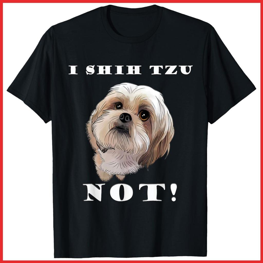 I Love My Shih Tzu Cute Puppy Dog Lover Black Cotton T-Shirt S-5XL
