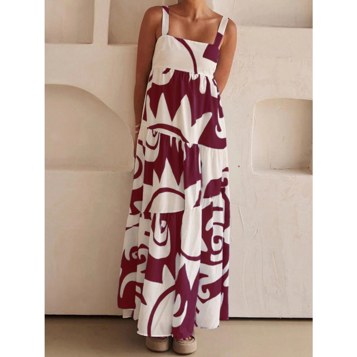

Ladies Spring and Summer Casual Holiday Casual Printed Slip Dress XL