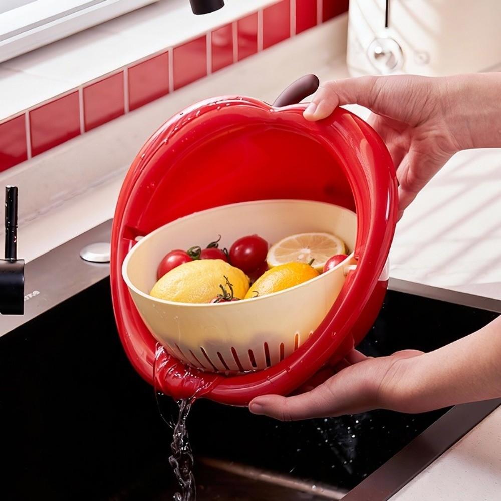 Quick Draining Kitchen Drain Basket Double Layer Strainer Basket New Fruit Washer Bowl  Kitchen Use