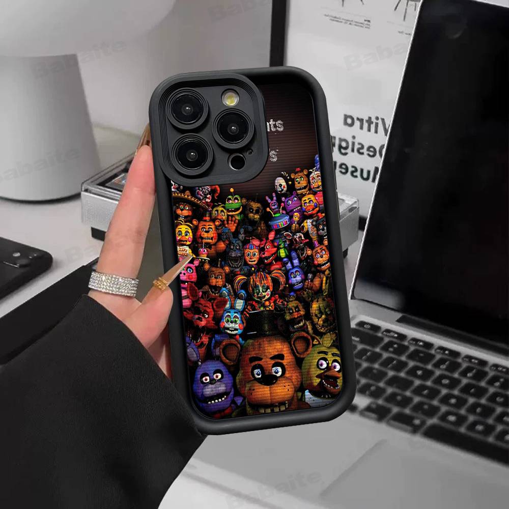 F-FNAF Five-nights-At-Freddys Silicone Soft Phone Case For iPhone 17 16 15 14 Plus 13 12 Mini 11 Black Cover