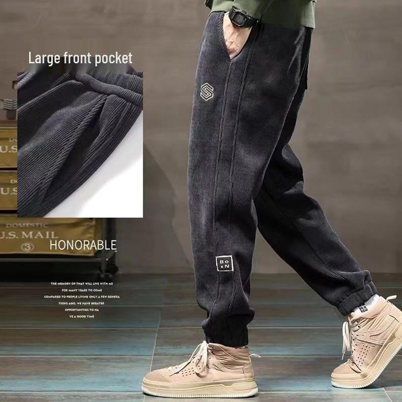 Herren 2024 Locker geschnittene Cord-Jogginghosen mit Bündchen - Frühlings-, Herbst-, Winter-Stil.