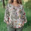Summer Tops For Women Cute O Neck 3/4 Sleeve Blouses Floral Print Top Casual Shirts