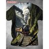 Starry Sky Bus Pattern T Shirts For Men Retro Train 3D Print