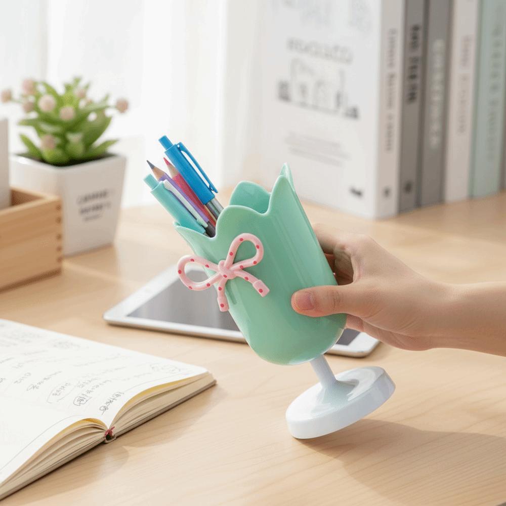 Tulips Shape Tulips Shape Pen Holder Cute Design Makeup Brush Holder Storage Bucket  Desktop