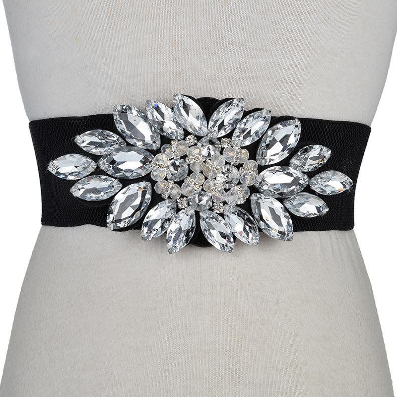 

Women s Wide Rhinestone Stretch Belt – Elastic Waistband for Skirts 70 cm