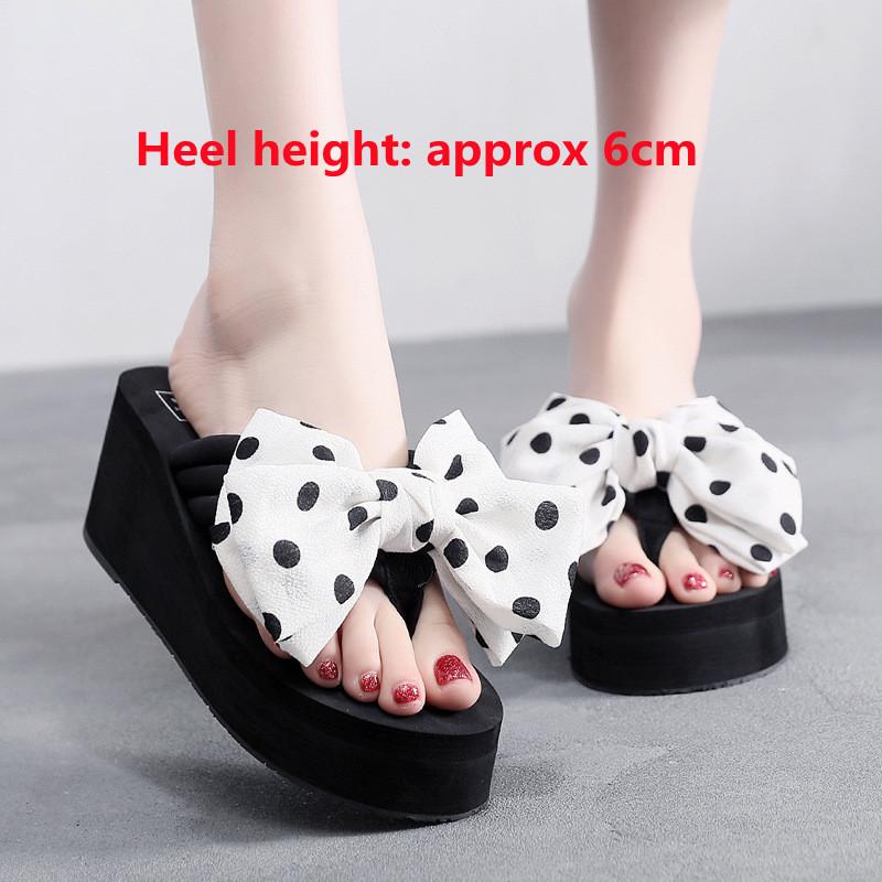 Fashion Women Summer Beach Flip Flops Bowknot Wedges Slippers Ladies Fashion Slides Soft EVA Platform Shoes Female High Heel Sandals