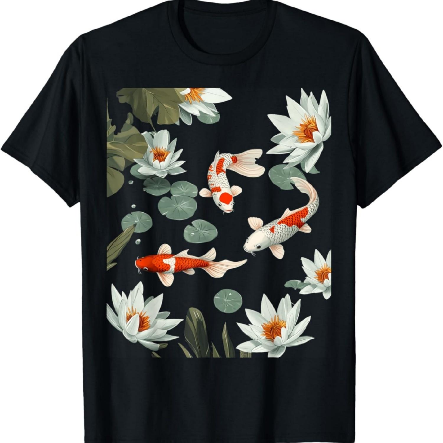 

Koi Fish and Water Lily Nature Art T-Shirt XXXXXL різнокольоровий