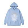 Mens Oversized Hooded Sweatshirt With Spiderweb Foam Print Cotton Fleece-Lined