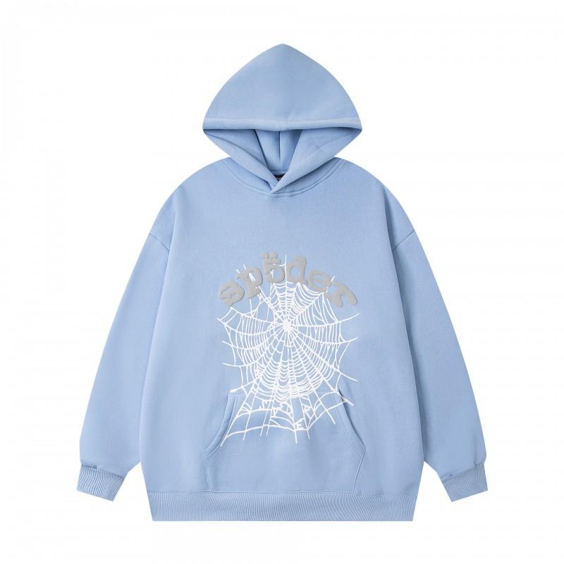 Mens Oversized Hooded Sweatshirt With Spiderweb Foam Print Cotton Fleece-Lined