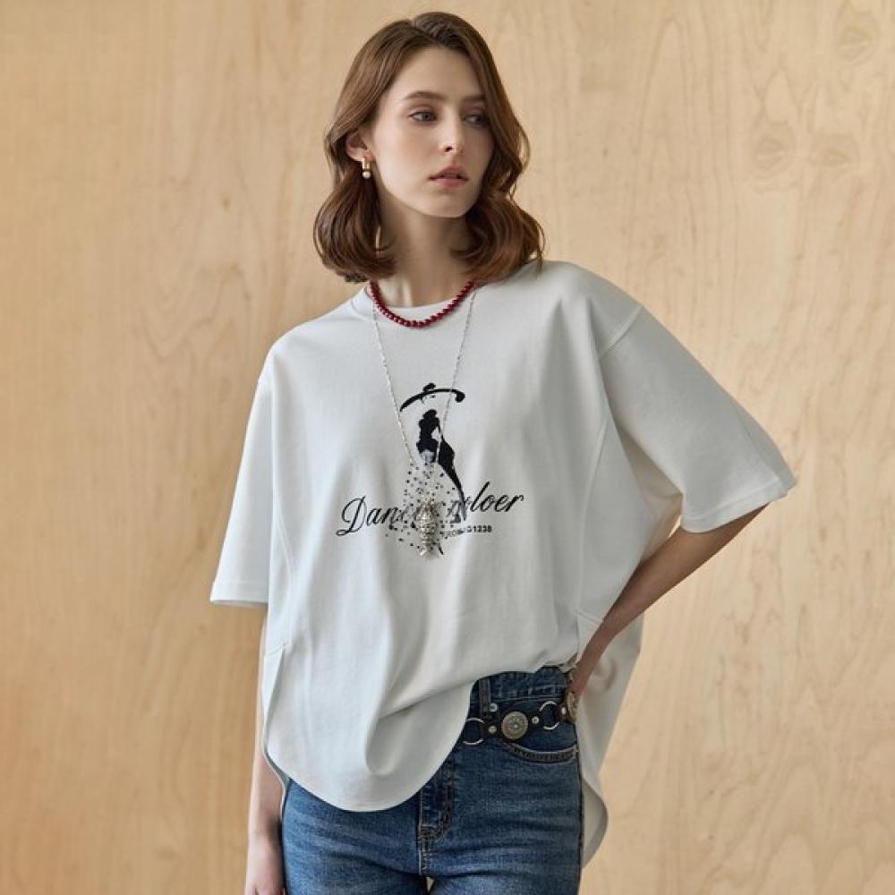 Maxza DoT Mesh VelveTine PrinT Round Neck T shirT ze06qT001na white/FREE