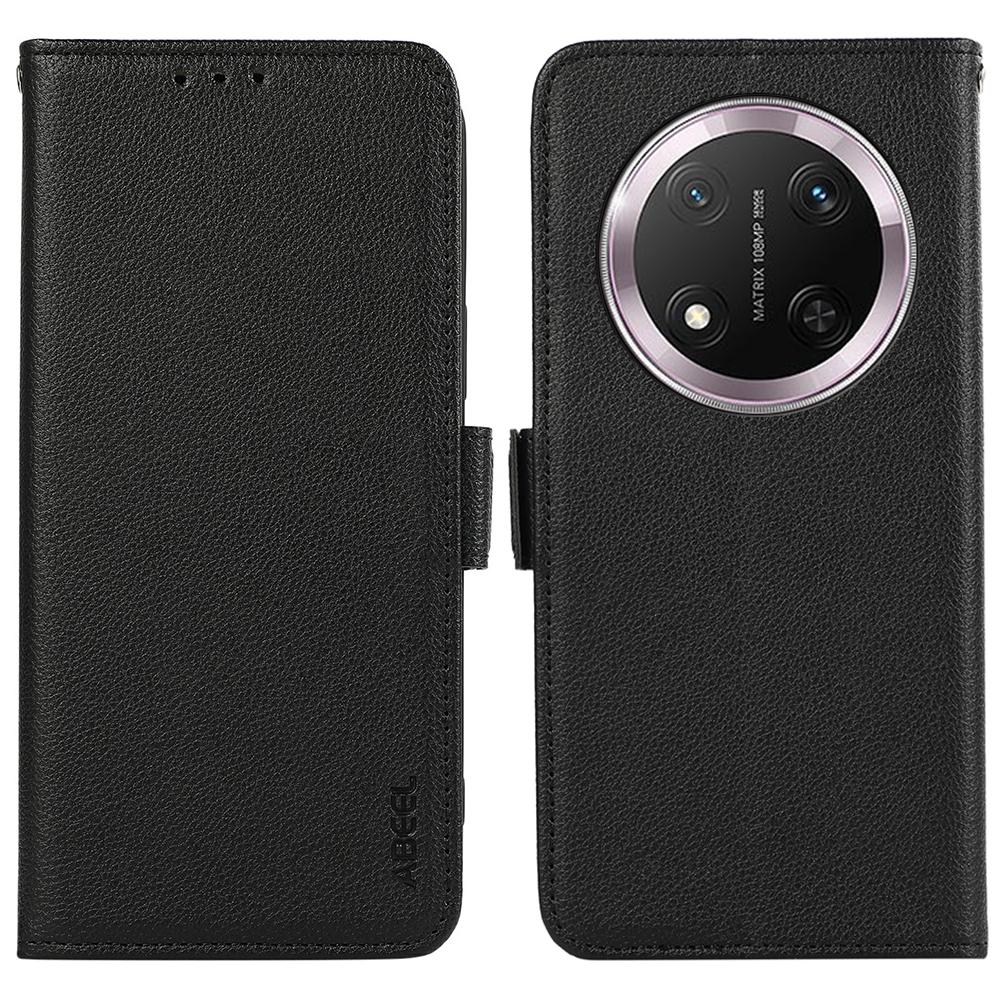 

ABEEL For Honor Magic7 Lite 5G/X9c 5G/X60 Pro 5G Case Litchi Texture Leather RFID Blocking Phone Cover A