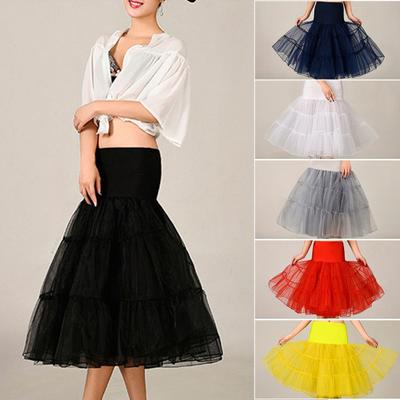 Bridal Petticoat Solid Color Multi Layers See-through Mesh Big Hem Cosplay Vintage High Waist Wedding Crinoline for Party