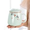 Creative Ceramic Tea Cup with Cover, Tea Cup, Blue, Green, Pink, Home Office Household Items, Separation Filter Mug, 1Pc