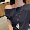 Retro Fashion Sweater Chain Long Tassel Pendant Necklace Vintage Small Bag Long Necklace  for Women