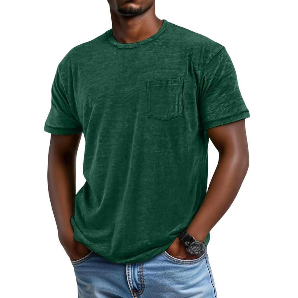 Man's  Leisure  Round  Neck  With  Pocket  Short  Sleeves  T,Shirt
