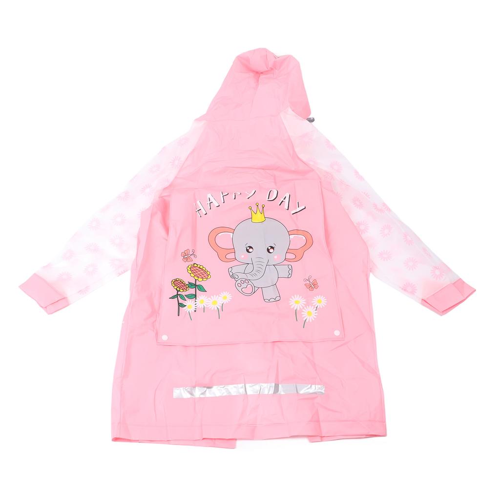 Regenponcho Rosa L PU Einteilig Wasserdicht Reflektierstreifen Knopf mit Rucksackfach Regenmantel für Kinder