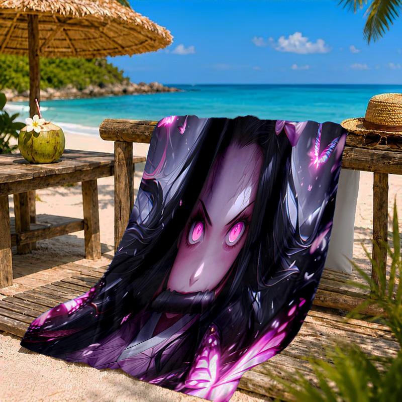 Butterfly Nezuko Fantasy Beach Towel Microfiber Beach Towel, Lightweight and Quick-Dry, for Summer Travel, Swimming Pool Fan Birthday Gift