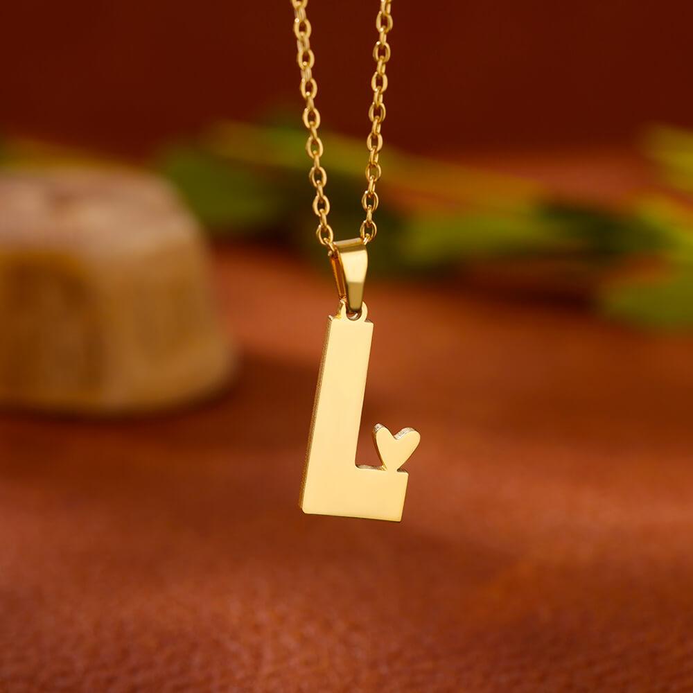 Stainless Steel Heart Initial Letter Necklace for Women Gold Plated Alphabet Pendant Necklaces Vintage Waterproof Jewelry Gifts